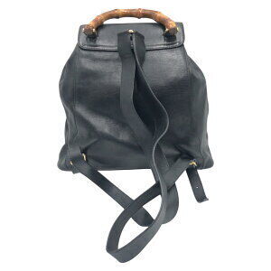 Gucci Black Leather Backpack Bamboo